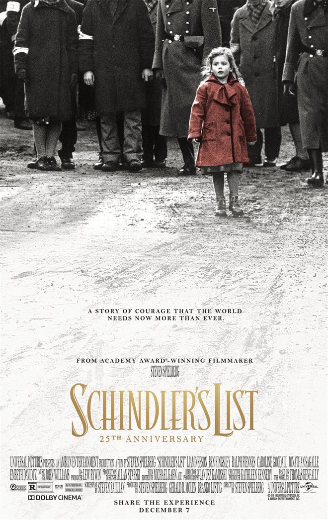 schindler s list 25th anniversary re release movie poster